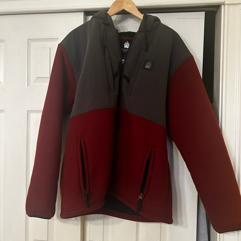 Alaskan Hardgear Duluth Jacket Men's L Red Gray Outdoor Fleece Full Zip Heavy-